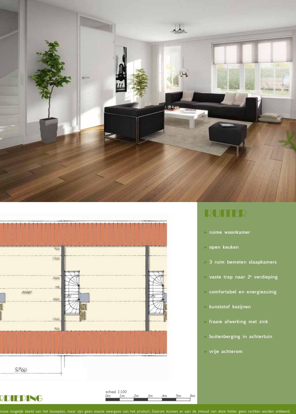 achtertuin vrije achterom DIEPING schaal 1:100 0m 1m 2m 3m m 5m 6m rouw mogelijk beeld van het bouwplan,