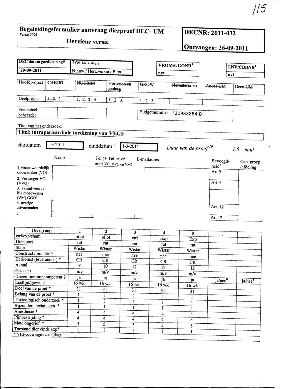 . 2. 3... 2. 3.. 2. 3. Financieel beheerder Titel van het onderzoek: Titel: intrapericardiale toediening van VEGF Budgetnummer 3098328 B startdatum -3-20 einddatum9 {-3-20 [ Duur van de proef0:.