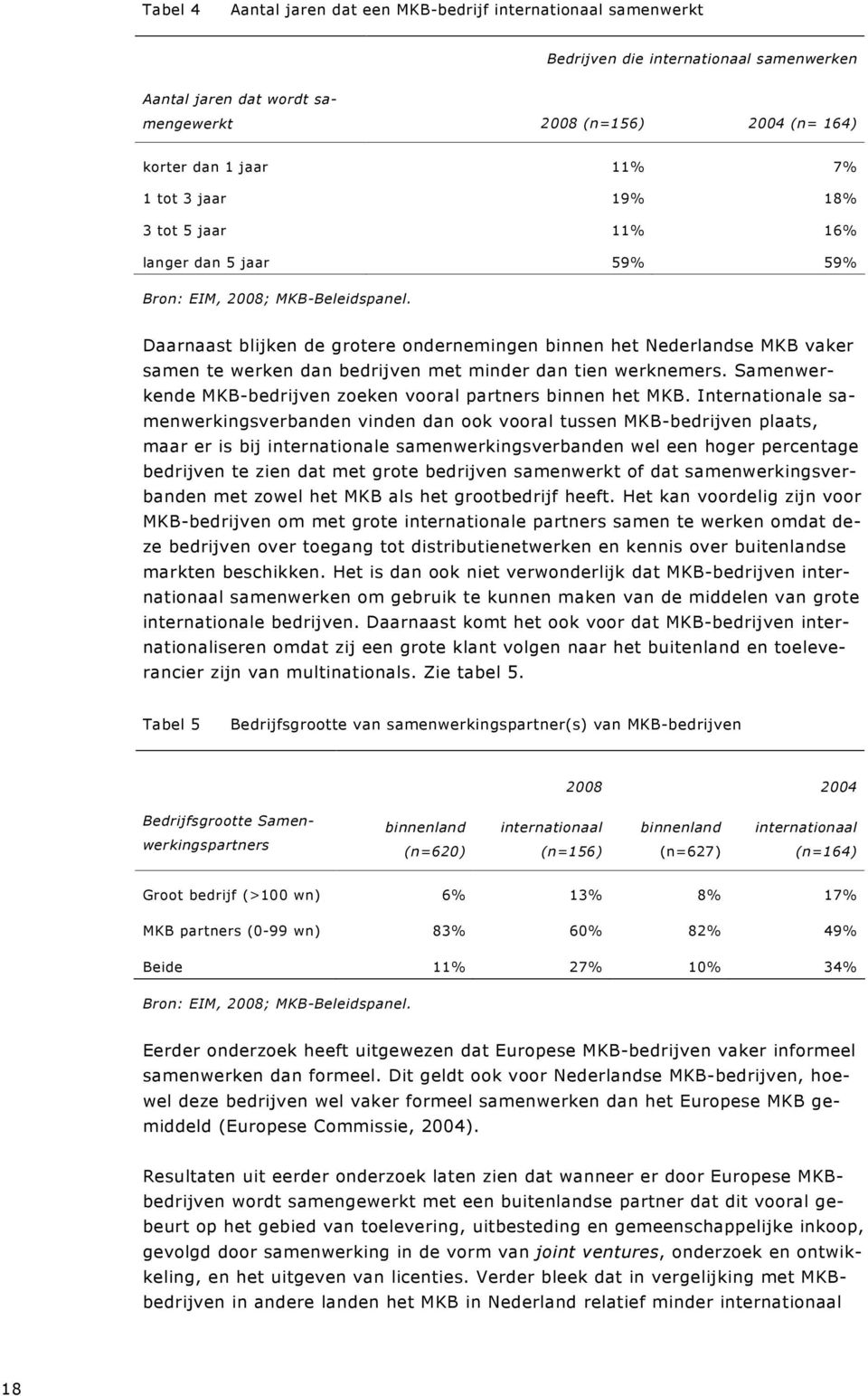 Daarnaast blijken de grotere ondernemingen binnen het Nederlandse MKB vaker samen te werken dan bedrijven met minder dan tien werknemers.