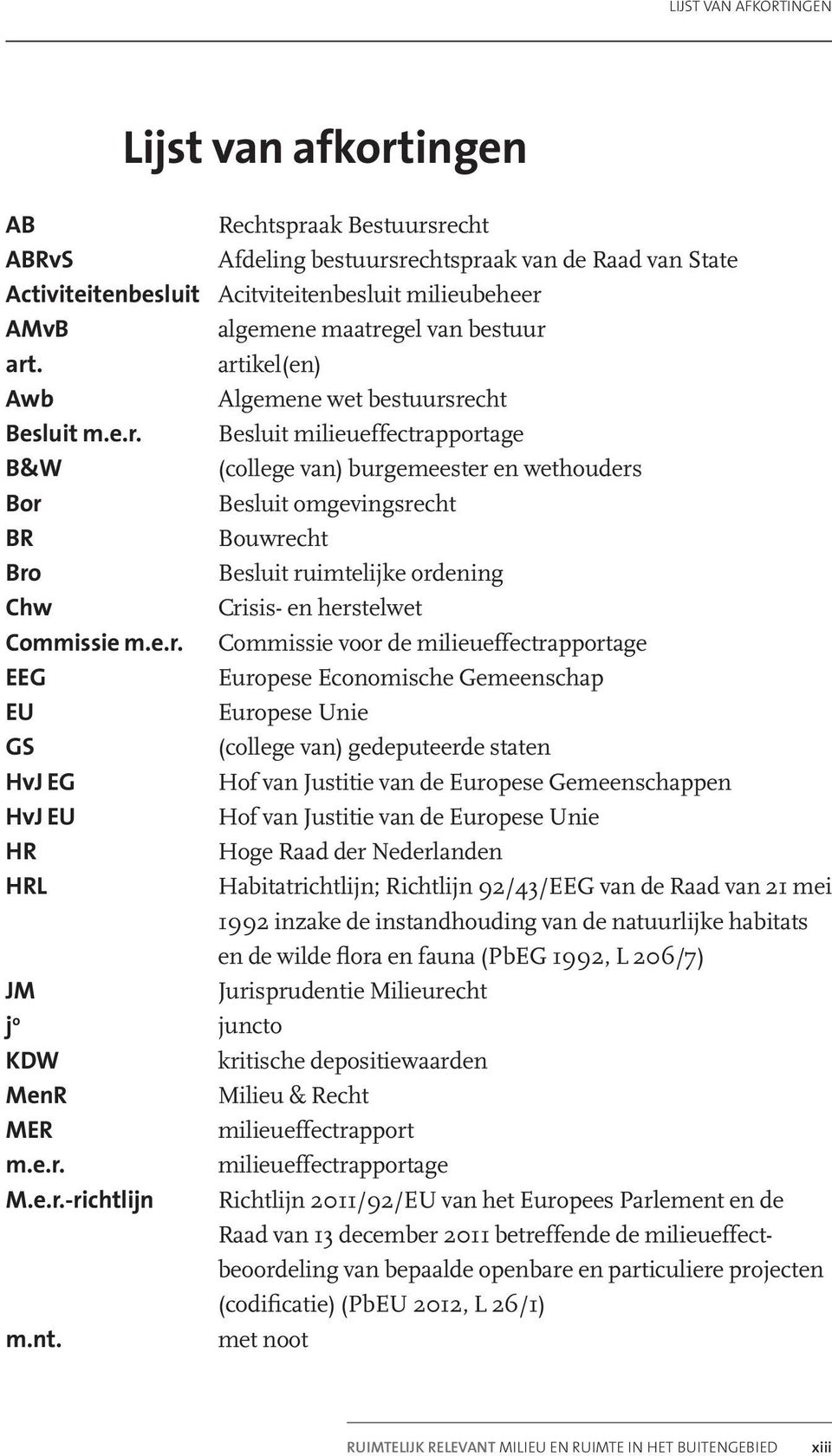 milieueffectrapportage (college van) burgemeester en wethouders Besluit omgevingsrecht Bouwrecht Besluit ruimtelijke ordening Crisis- en herstelwet Commissie voor de milieueffectrapportage Europese