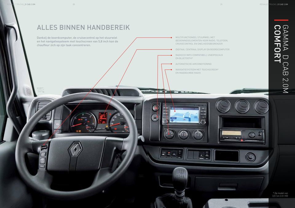 MULTIFUNCTIONEEL STUURWIEL MET BEDIENINGSELEMENTEN VOOR RADIO, TELEFOON, cruisecontrol en snelheidsbegrenzer DIGITAAL CENTRAAL