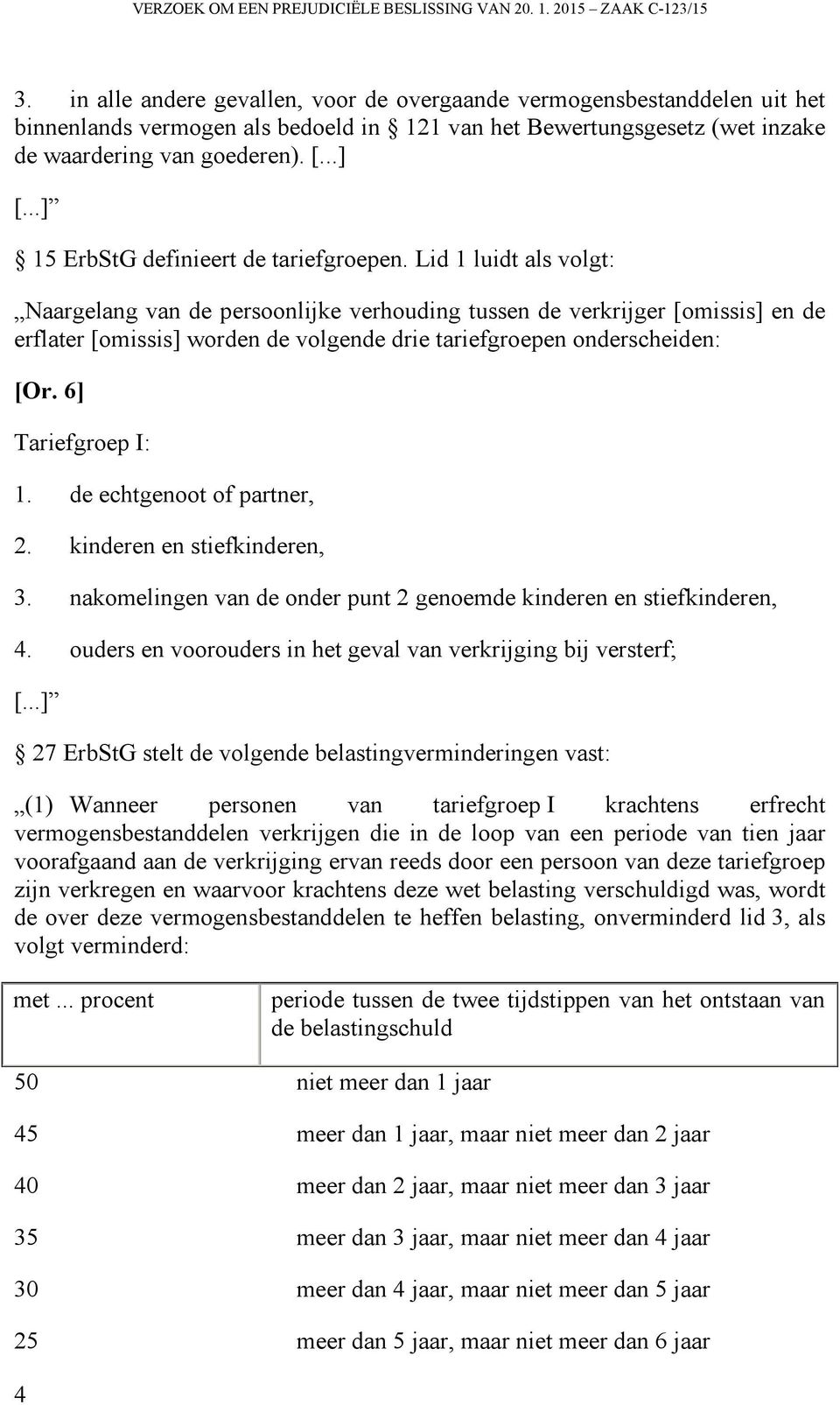 ..] 15 ErbStG definieert de tariefgroepen.