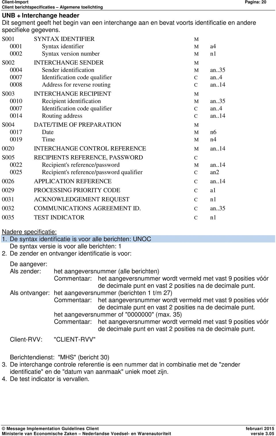 .35 0007 Identification code qualifier C an..4 0008 Address for reverse routing C an..4 S003 INTECHANGE ECIPIENT M 000 ecipient identification M an..35 0007 Identification code qualifier C an..4 004 outing address C an.