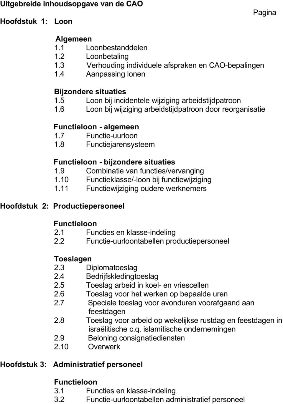 8 Functiejarensysteem Functieloon - bijzondere situaties 1.9 Combinatie van functies/vervanging 1.10 Functieklasse/-loon bij functiewijziging 1.