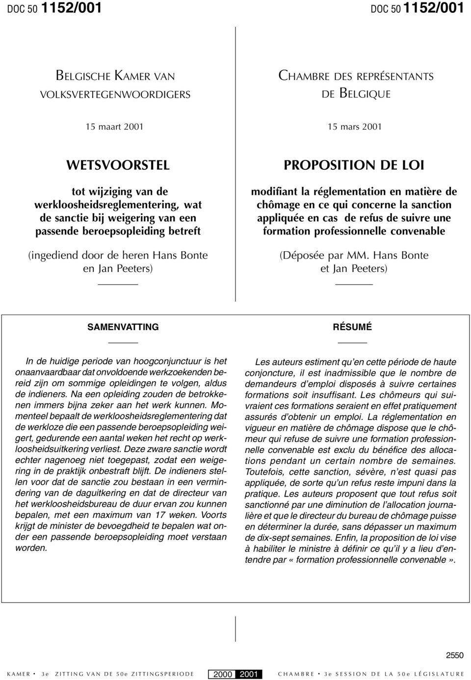 concerne la sanction appliquée en cas de refus de suivre une formation professionnelle convenable (Déposée par MM.