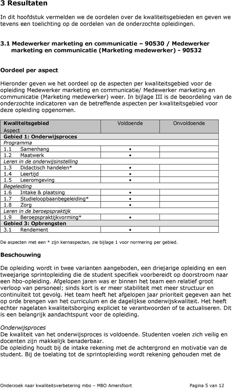 kwaliteitsgebied voor de opleiding Medewerker marketing en communicatie/ Medewerker marketing en communicatie (Marketing medewerker) weer.