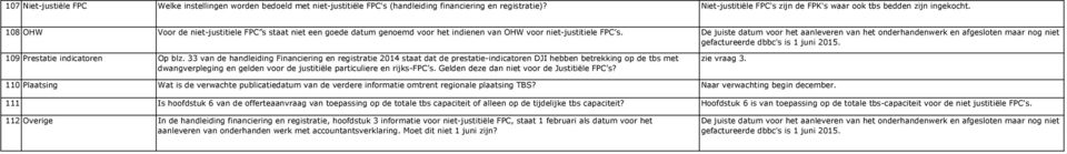 De juiste datum voor het aanleveren van het onderhandenwerk en afgesloten maar nog niet gefactureerde dbbc's is 1 juni 2015. 109 Prestatie indicatoren Op blz.