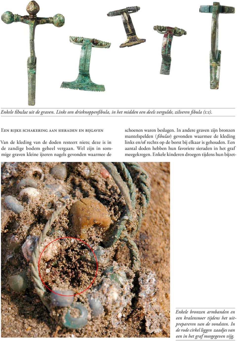 Wel zijn in sommige graven kleine ijzeren nagels gevonden waarmee de schoenen waren beslagen.