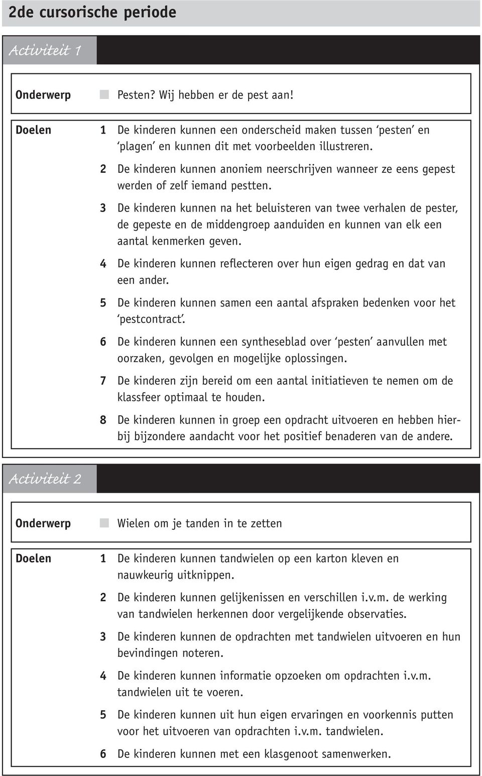 3 De kinderen kunnen na het beluisteren van twee verhalen de pester, de gepeste en de middengroep aanduiden en kunnen van elk een aantal kenmerken geven.