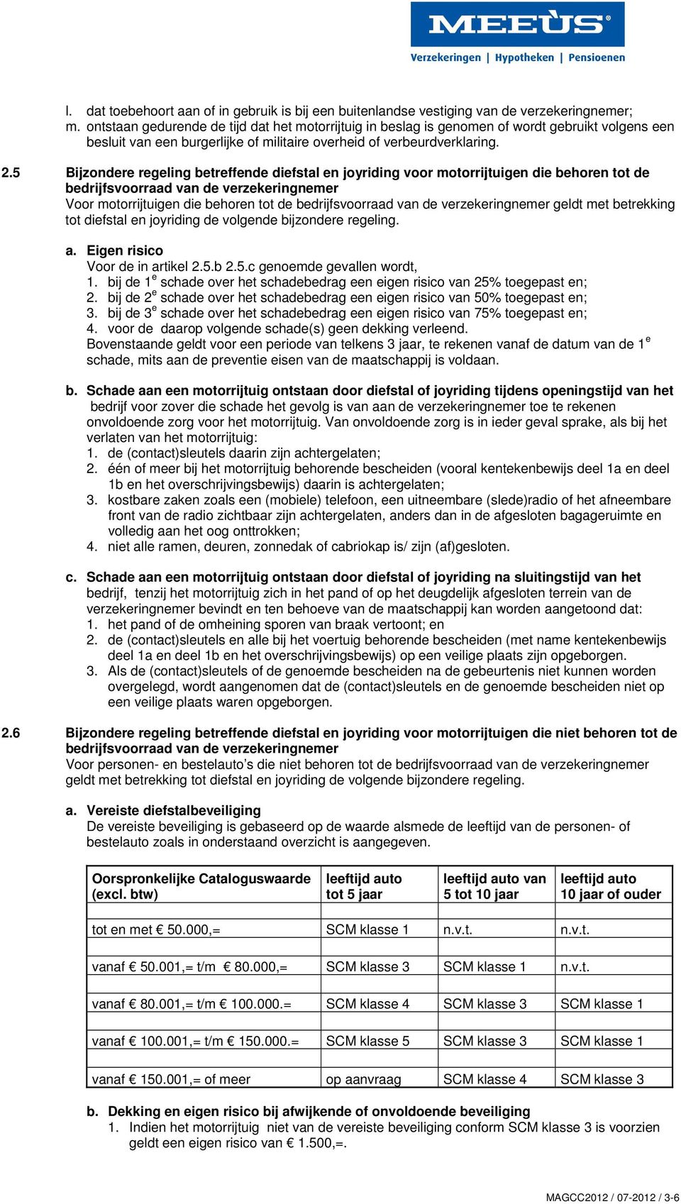 5 Bijzondere regeling betreffende diefstal en joyriding voor motorrijtuigen die behoren tot de bedrijfsvoorraad van de verzekeringnemer Voor motorrijtuigen die behoren tot de bedrijfsvoorraad van de