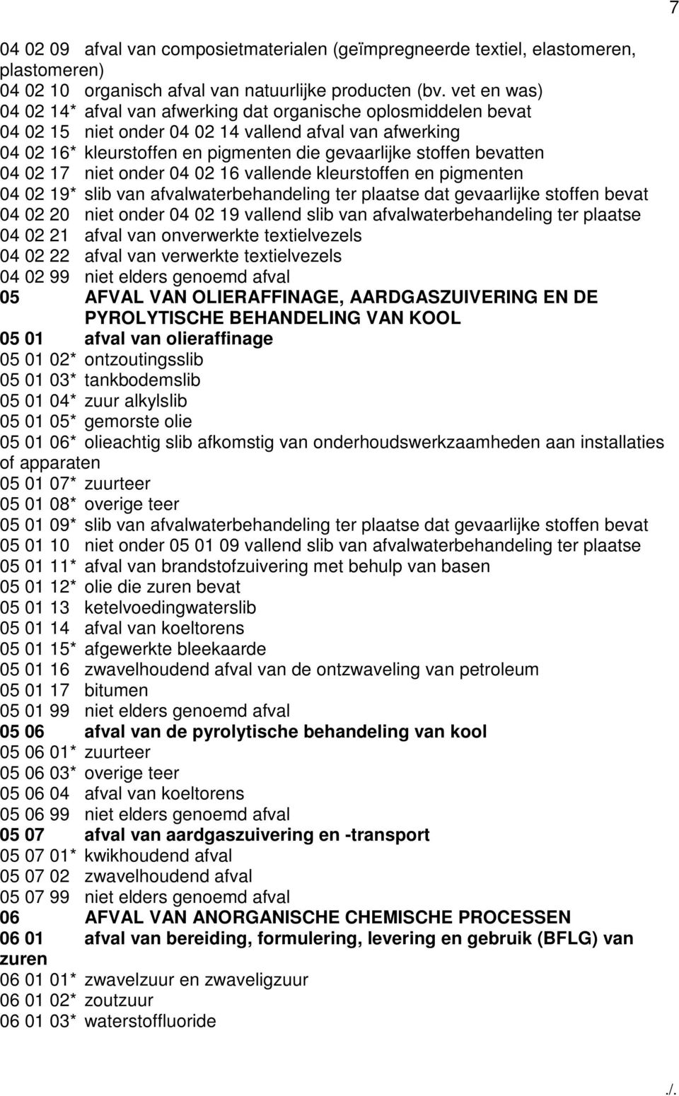 bevatten 04 02 17 niet onder 04 02 16 vallende kleurstoffen en pigmenten 04 02 19* slib van afvalwaterbehandeling ter plaatse dat gevaarlijke stoffen bevat 04 02 20 niet onder 04 02 19 vallend slib