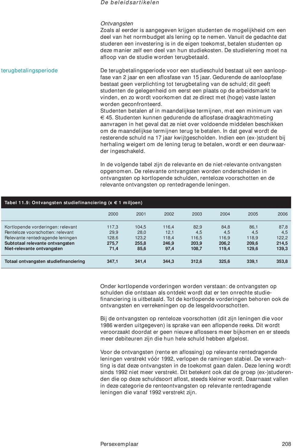 De studielening moet na afloop van de studie worden terugbetaald.