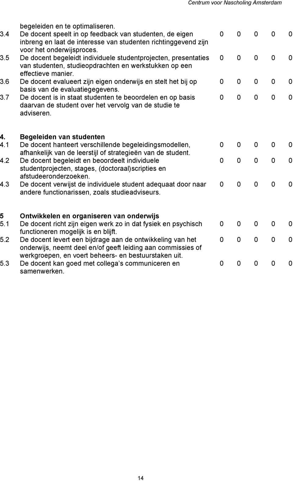 7 De docent is in staat studenten te beoordelen en op basis daarvan de student over het vervolg van de studie te adviseren. 4. Begeleiden van studenten 4.