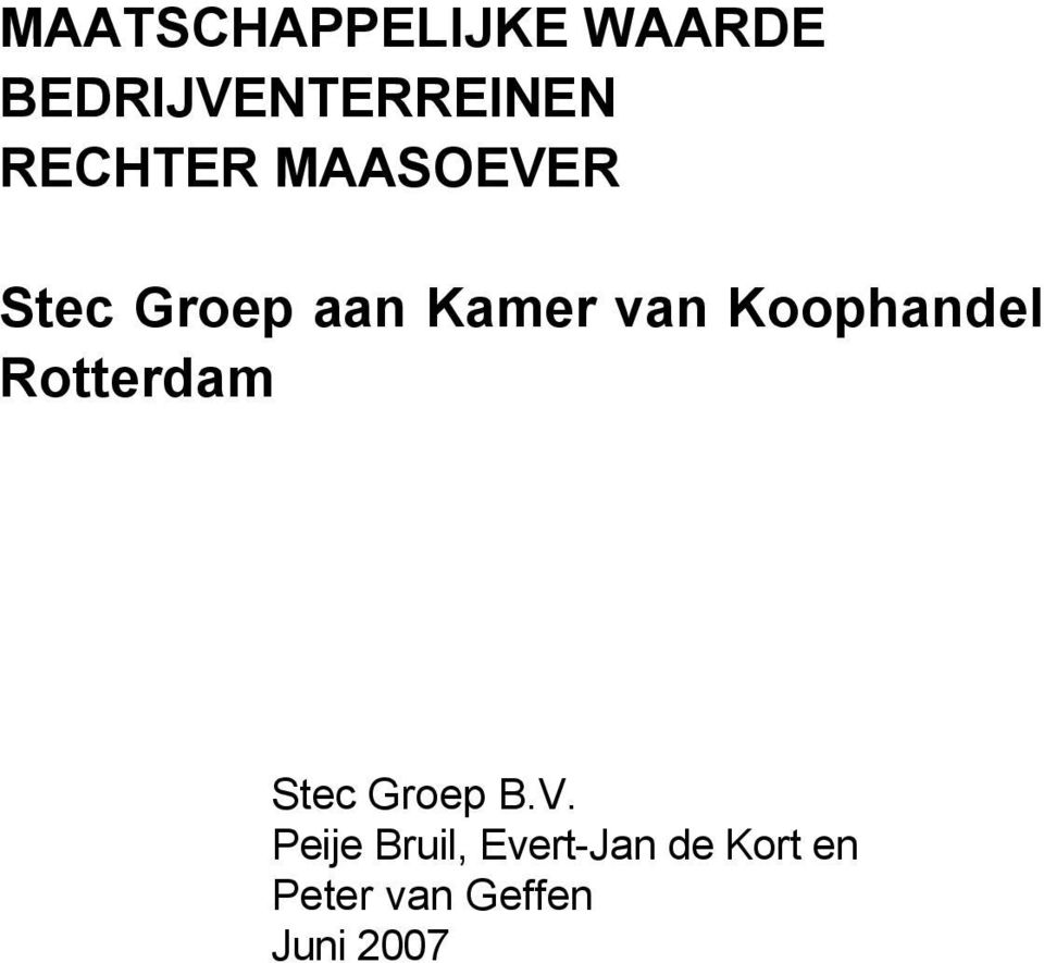 Koophandel Rotterdam Stec Groep B.V.