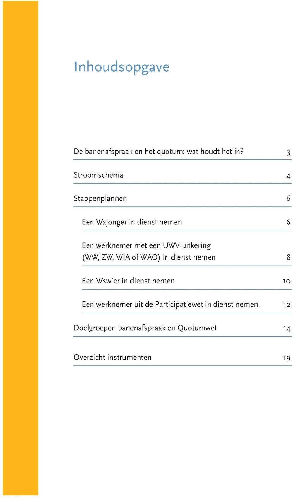 UWV-uitkering (WW, ZW, WIA of WAO) in dienst nemen 8 Een Wsw er in dienst nemen 10 Een