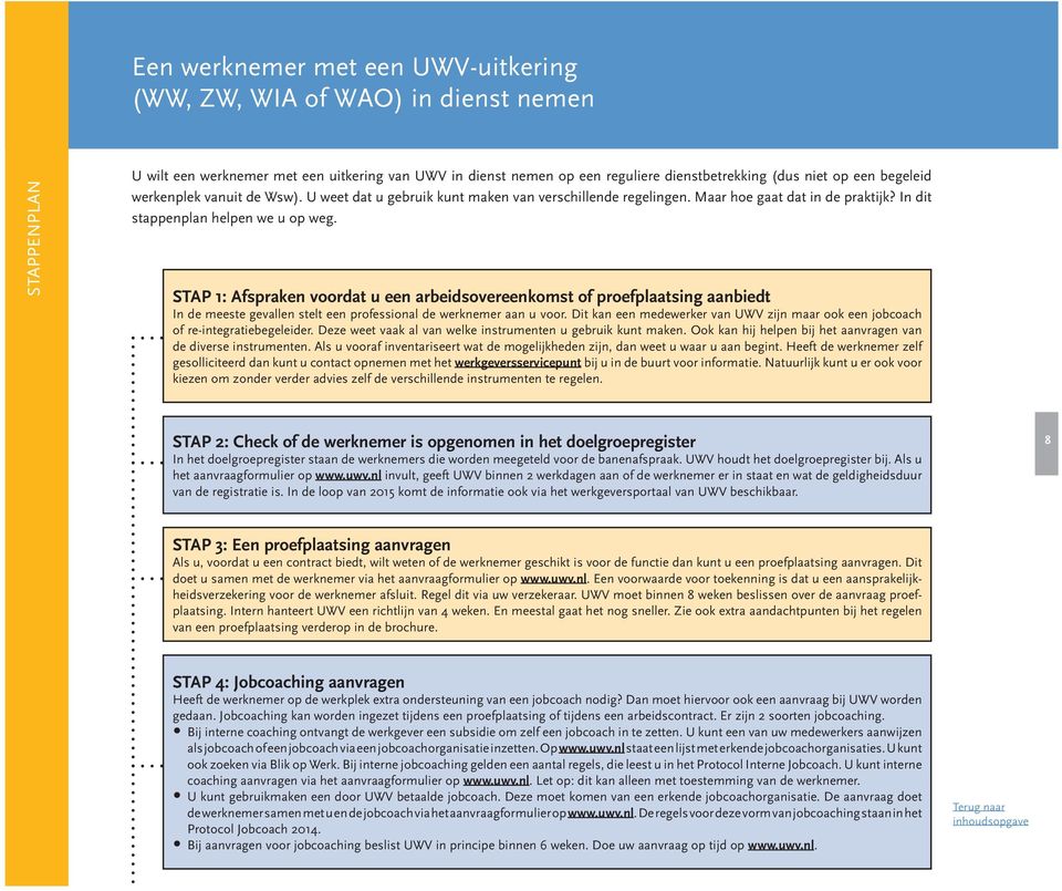 STAP 1: Afspraken voordat u een arbeidsovereenkomst of proefplaatsing aanbiedt In de meeste gevallen stelt een professional de werknemer aan u voor.