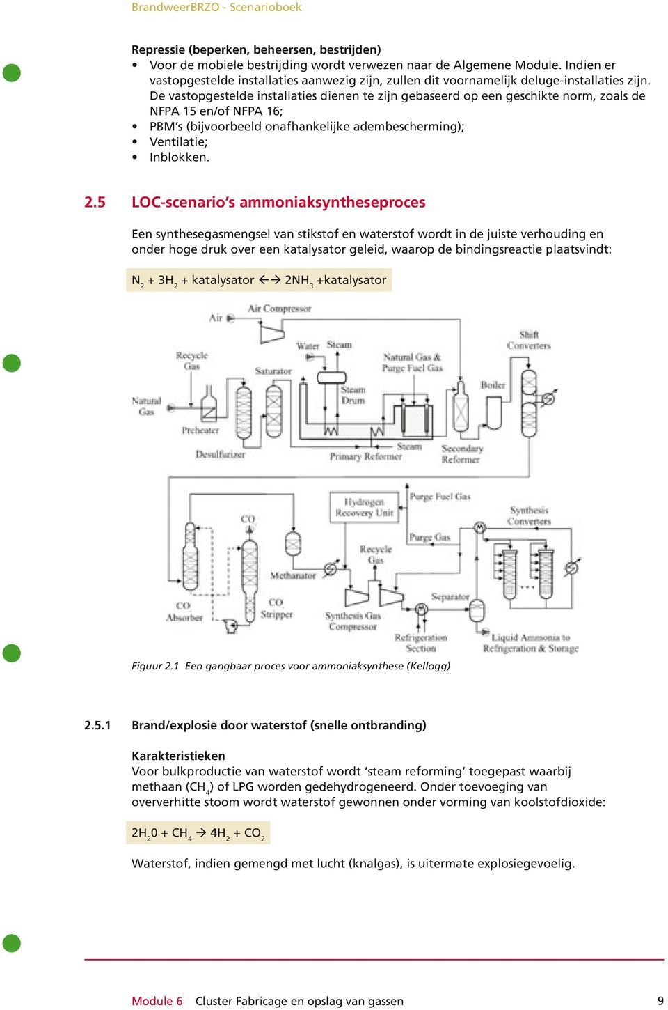 5 LOC-scenario s ammoniaksyntheseproces Een synthesegasmengsel van stikstof en waterstof wordt in de juiste verhouding en onder hoge druk over een katalysator geleid, waarop de bindingsreactie