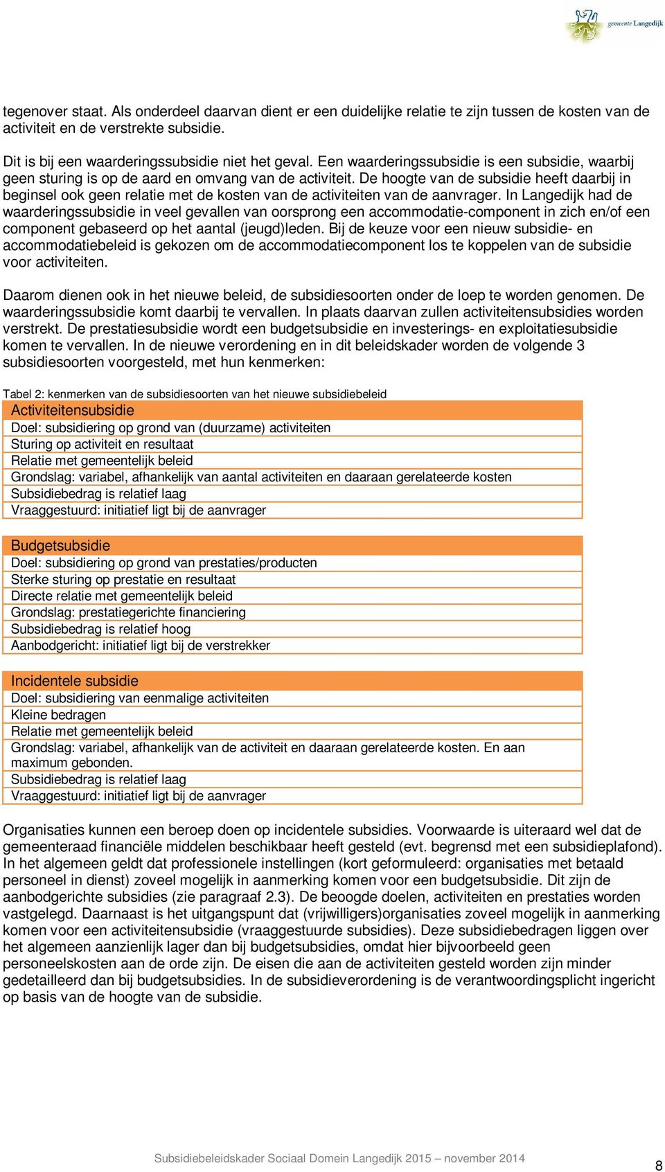 De hoogte van de subsidie heeft daarbij in beginsel ook geen relatie met de kosten van de activiteiten van de aanvrager.