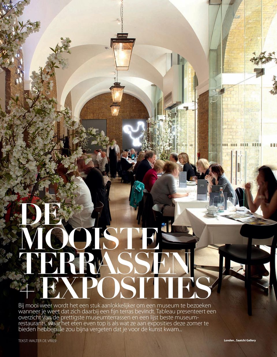 Tableau presenteert een overzicht van de prettigste museumterrassen en een lijst beste museumrestaurants, waar