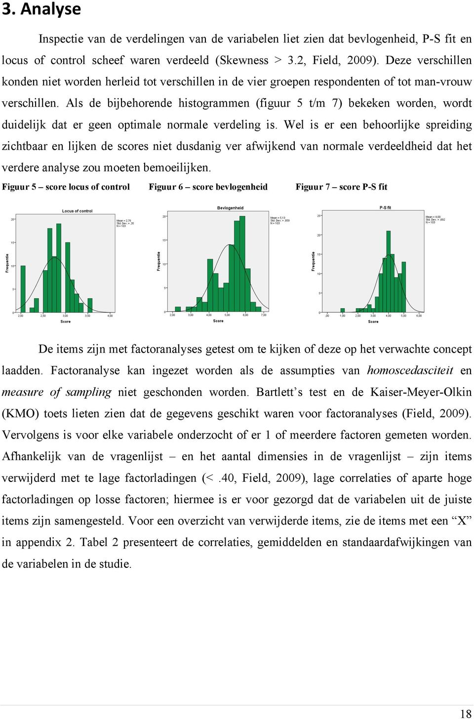 Als de bijbehorende histogrammen (figuur 5 t/m 7) bekeken worden, wordt duidelijk dat er geen optimale normale verdeling is.