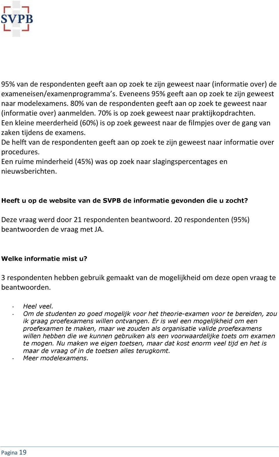 Een kleine meerderheid (6%) is op zoek geweest naar de filmpjes over de gang van zaken tijdens de examens.