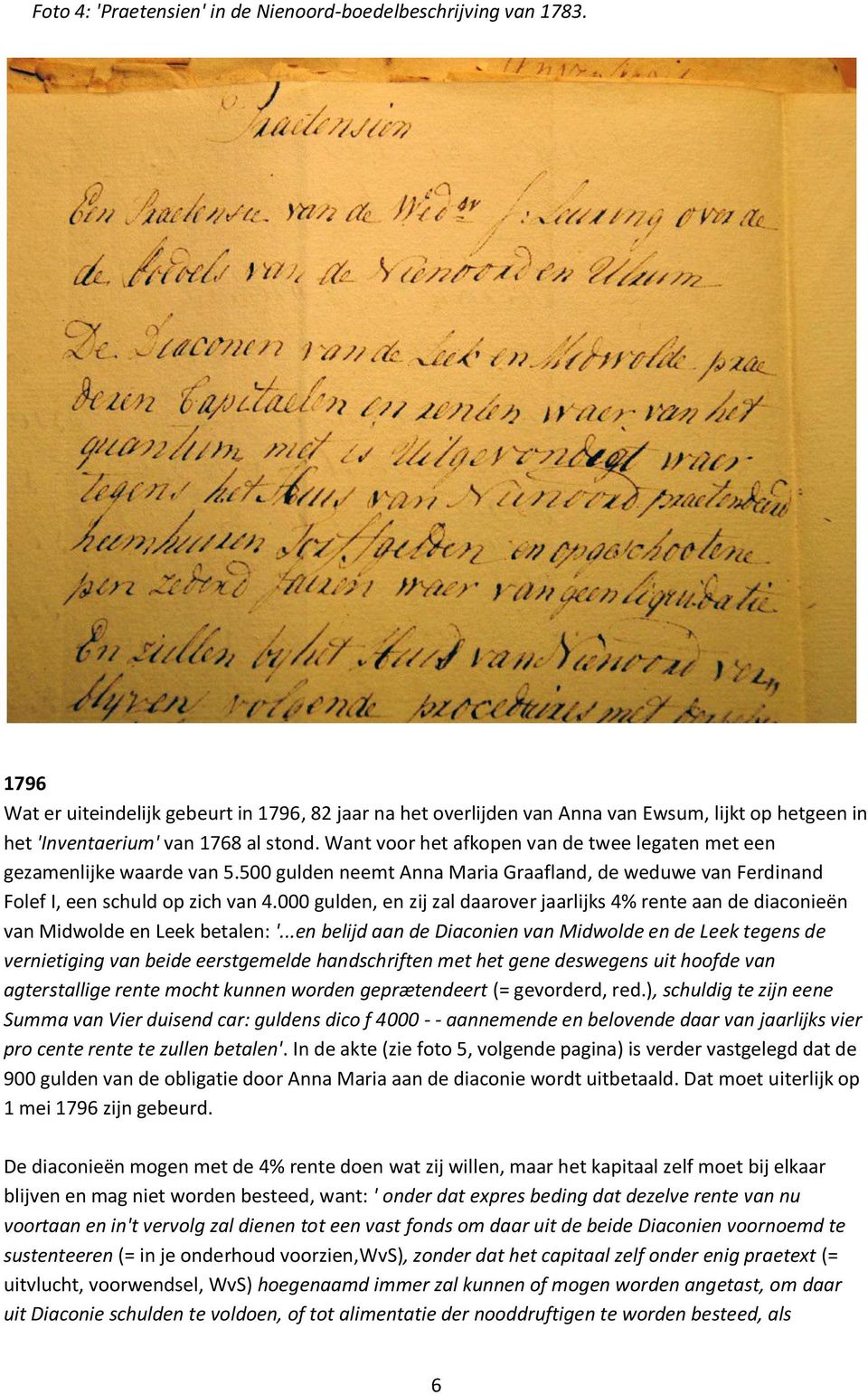 Want voor het afkopen van de twee legaten met een gezamenlijke waarde van 5.500 gulden neemt Anna Maria Graafland, de weduwe van Ferdinand Folef I, een schuld op zich van 4.