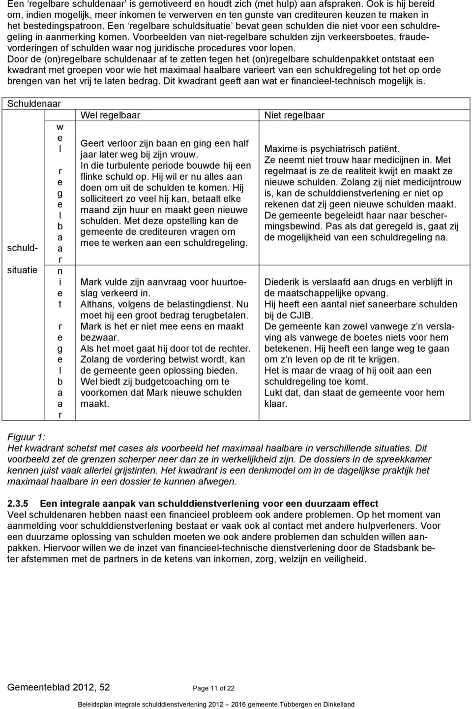 Een regelbare schuldsituatie bevat geen schulden die niet voor een schuldregeling in aanmerking komen.