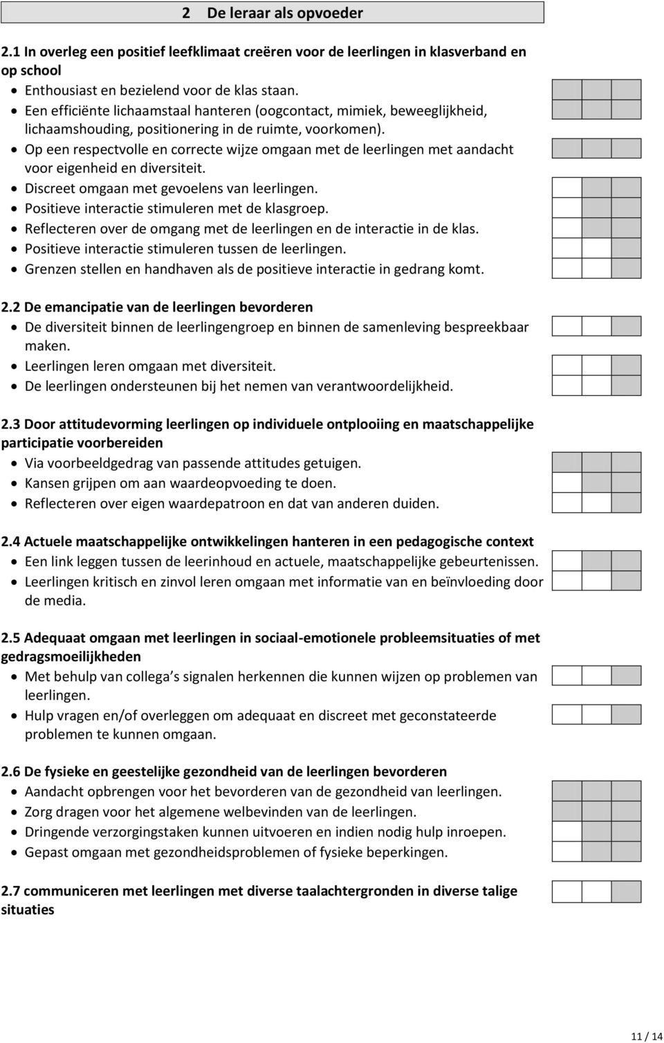 Op een respectvolle en correcte wijze omgaan met de leerlingen met aandacht voor eigenheid en diversiteit. Discreet omgaan met gevoelens van leerlingen.