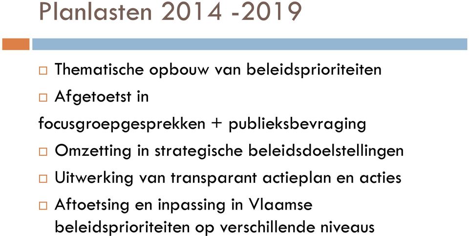 strategische beleidsdoelstellingen Uitwerking van transparant actieplan