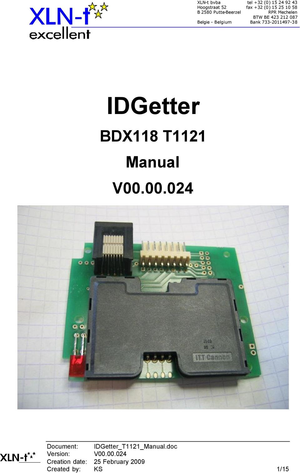 212 087 Bank 733-2011497-38 IDGetter BDX118 T1121 Manual V00.