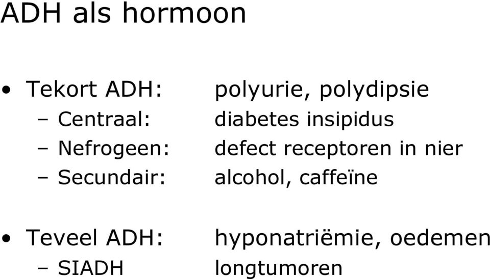 receptoren in nier Secundair: alcohol, caffeïne