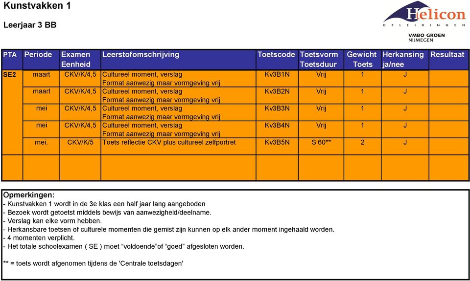 vormgeving vrij Kv3B3N Vrij 1 J mei CKV/K/4,5 Cultureel moment, verslag Format aanwezig maar vormgeving vrij Kv3B4N Vrij 1 J mei.