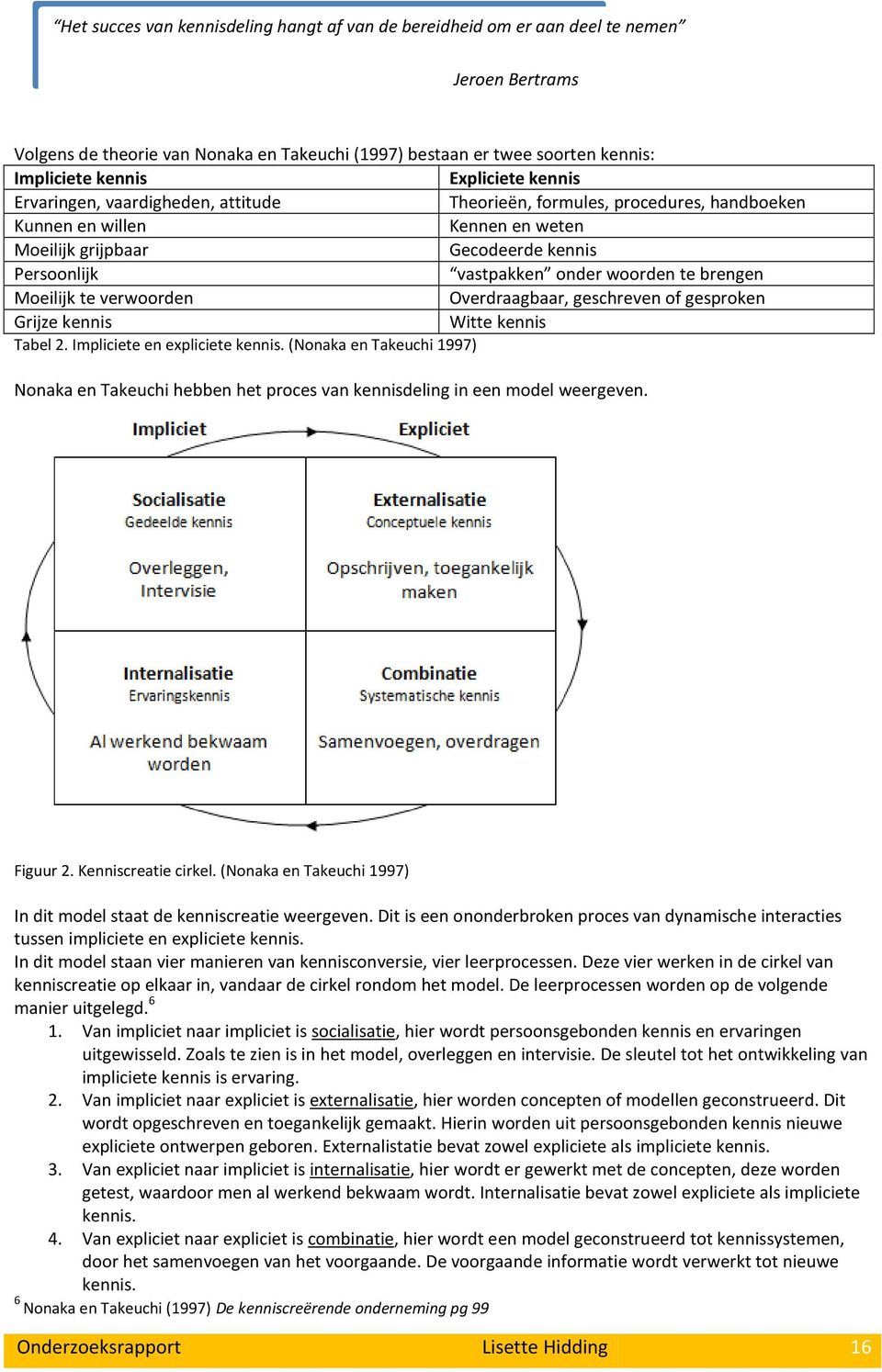 woorden te brengen Moeilijk te verwoorden Overdraagbaar, geschreven of gesproken Grijze kennis Witte kennis Tabel 2. Impliciete en expliciete kennis.