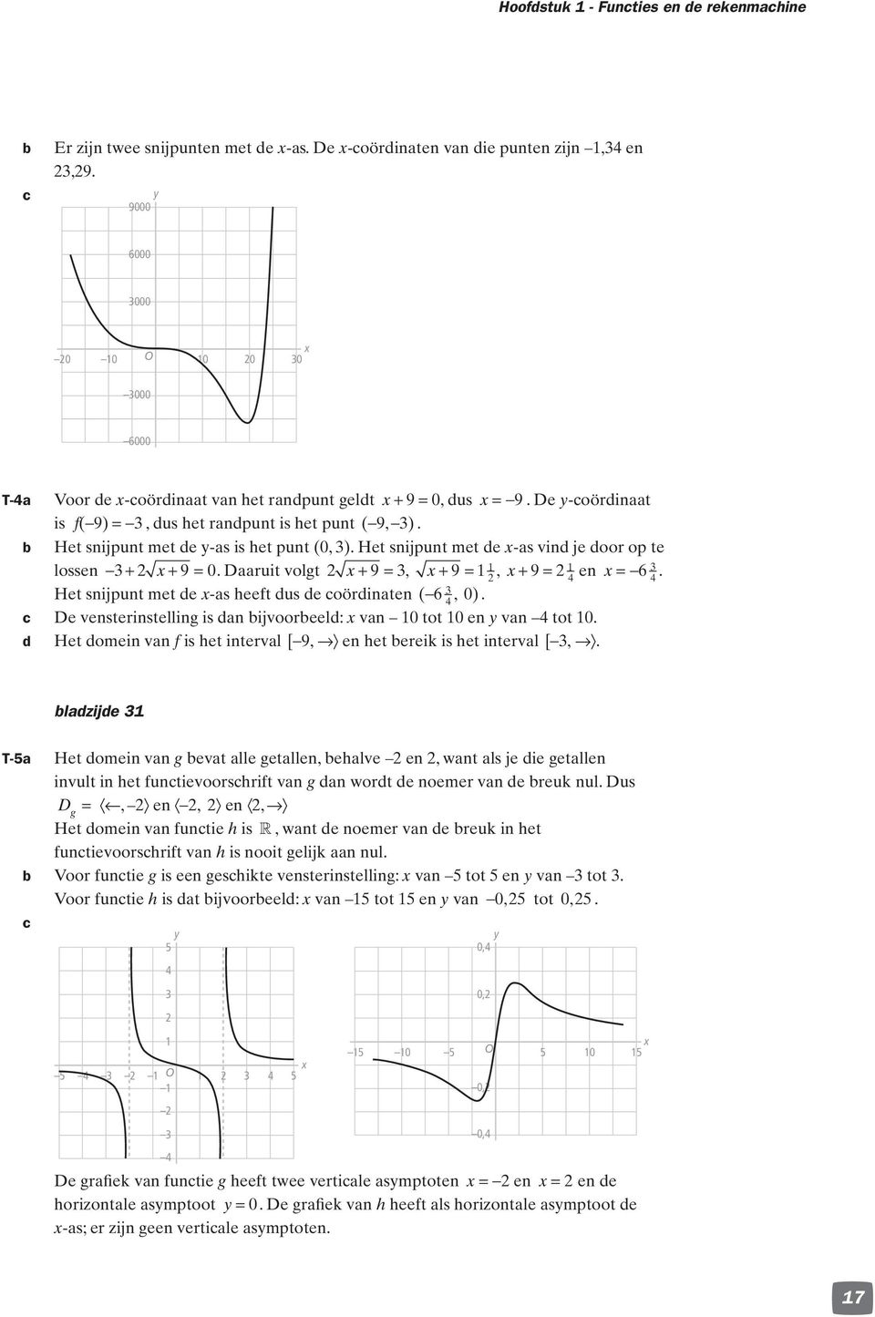 + Het snijpunt met de -as heeft dus de oördinaten (, 0) De vensterinstelling is dan ijvooreeld: van 0 tot 0 en van tot 0 d Het domein van f is het interval [ 9, en het ereik is het interval [,