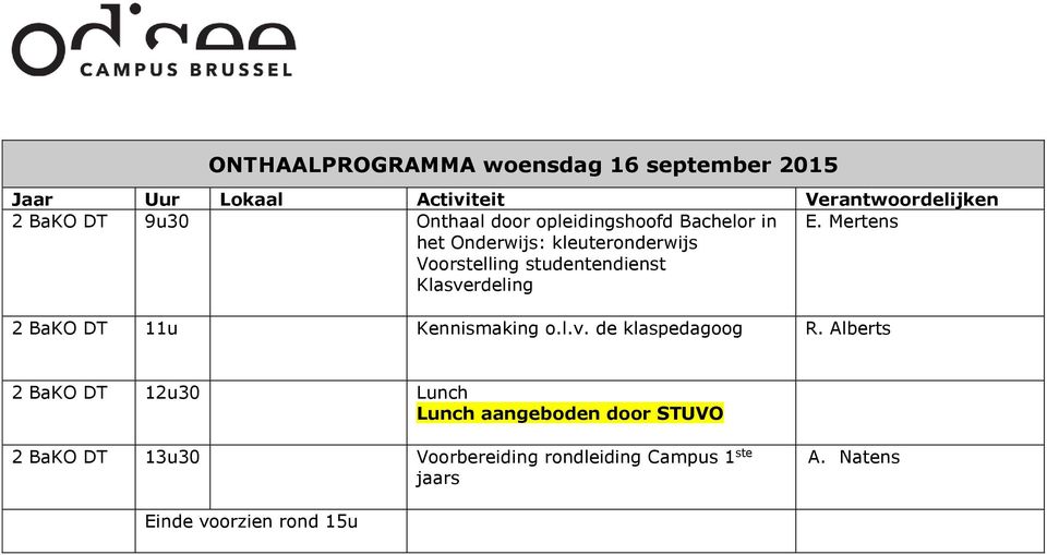 Mertens 2 BaKO DT u Kennismaking o.l.v. de klaspedagoog R.