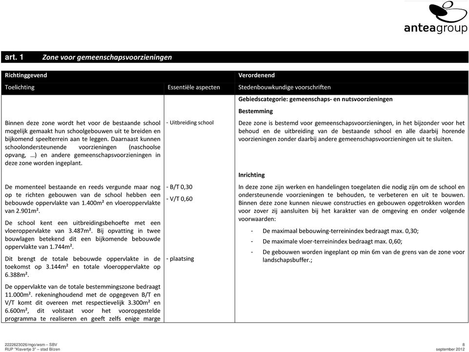 De momenteel bestaande en reeds vergunde maar nog op te richten gebouwen van de school hebben een bebouwde oppervlakte van 1.400m² en vloeroppervlakte van 2.901m².