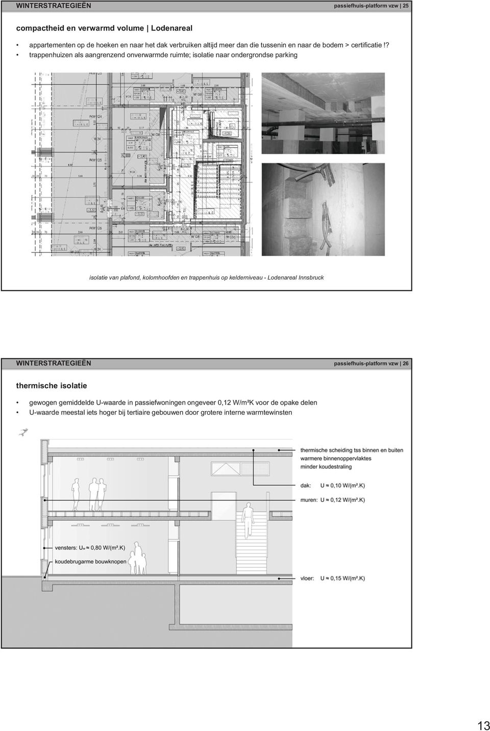 ? trappenhuizen als aangrenzend onverwarmde ruimte; isolatie naar ondergrondse parking isolatie van plafond, kolomhoofden en trappenhuis op