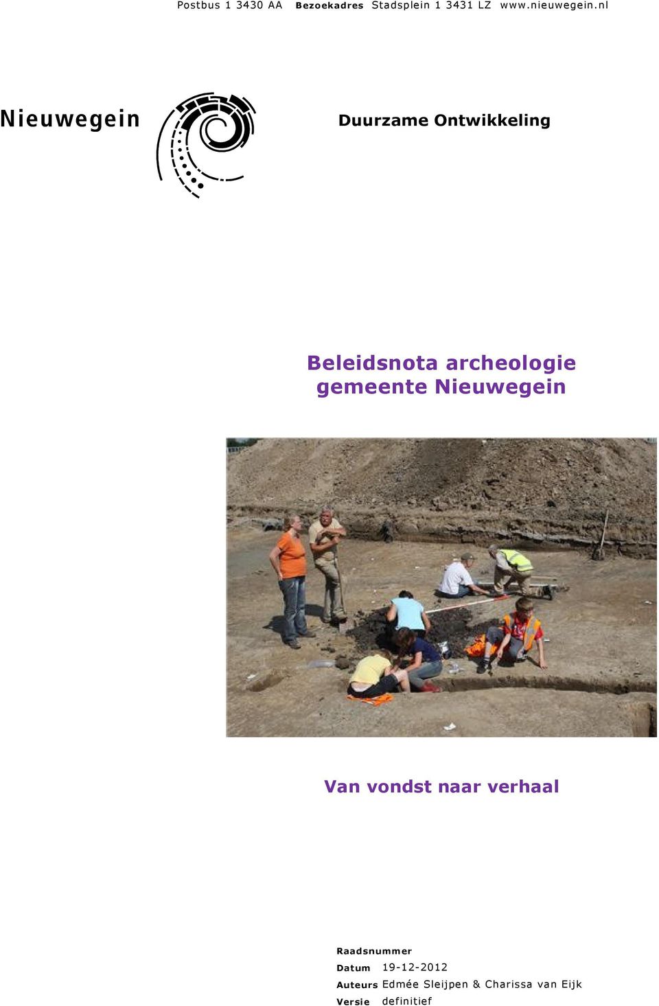 nl Duurzame Ontwikkeling Beleidsnota archeologie gemeente
