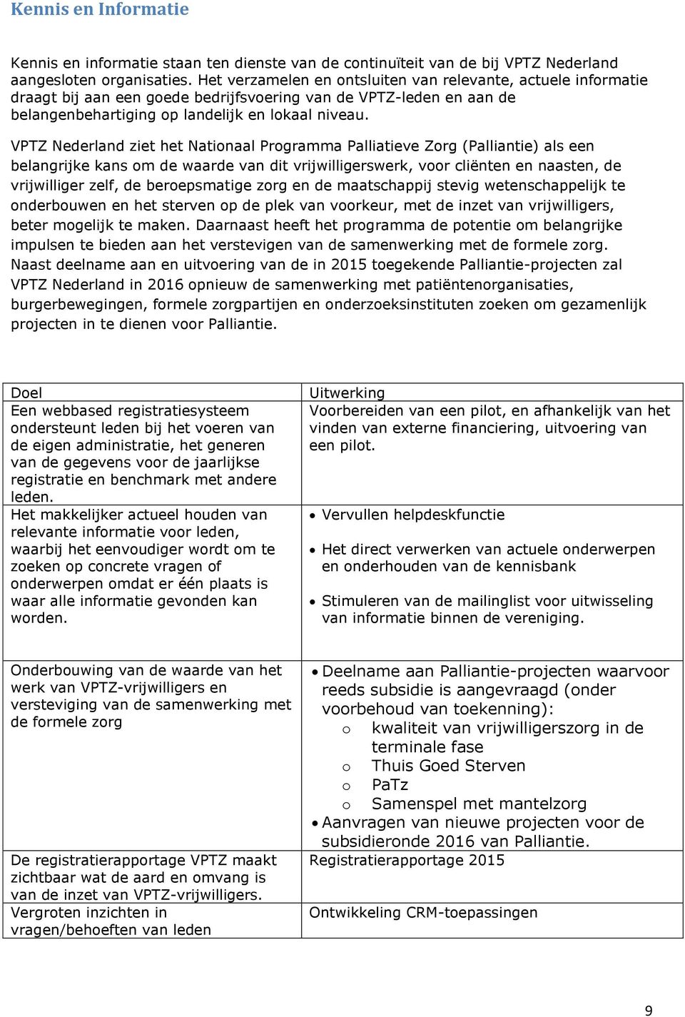 VPTZ Nederland ziet het Nationaal Programma Palliatieve Zorg (Palliantie) als een belangrijke kans om de waarde van dit vrijwilligerswerk, voor cliënten en naasten, de vrijwilliger zelf, de