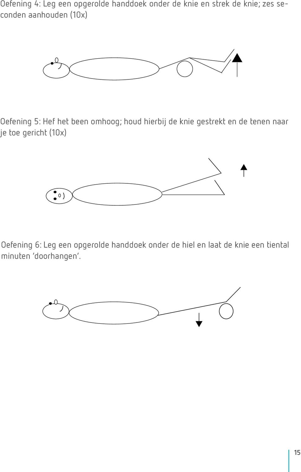 knie gestrekt en de tenen naar je toe gericht (10x) Oefening 6: Leg een