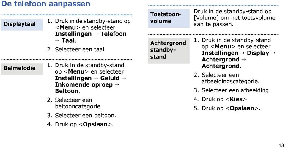 Toetstoonvolume Achtergrond standbystand Druk in de standby-stand op [Volume] om het toetsvolume aan te passen. 1.