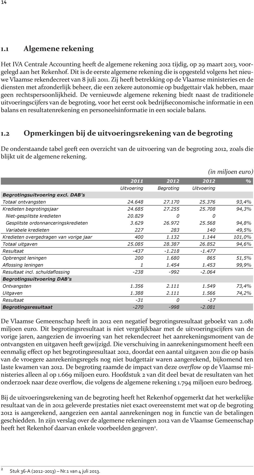 Zij heeft betrekking op de Vlaamse ministeries en de diensten met afzonderlijk beheer, die een zekere autonomie op budgettair vlak hebben, maar geen rechtspersoonlijkheid.