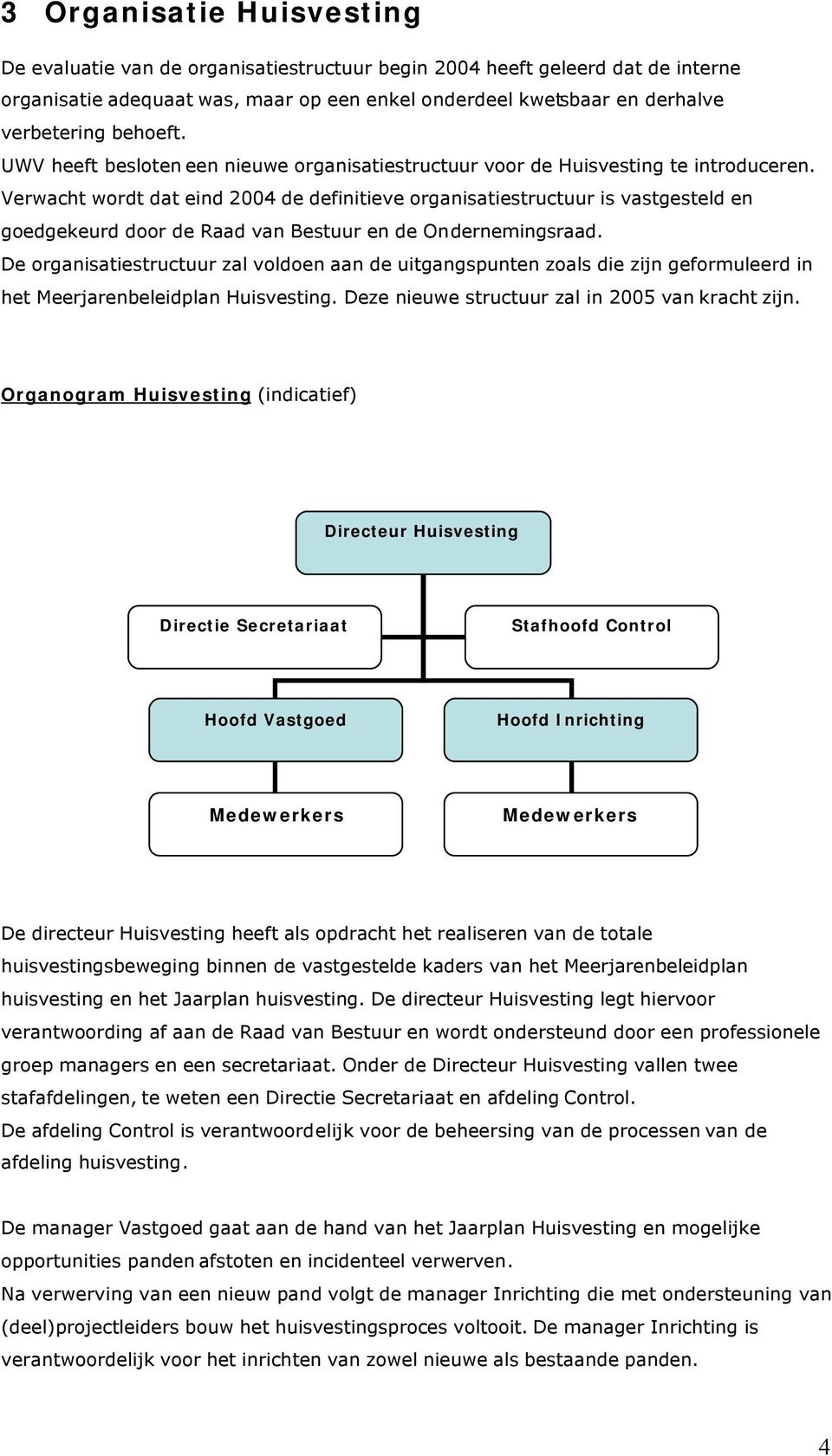 Verwacht wordt dat eind 2004 de definitieve organisatiestructuur is vastgesteld en goedgekeurd door de Raad van Bestuur en de Ondernemingsraad.