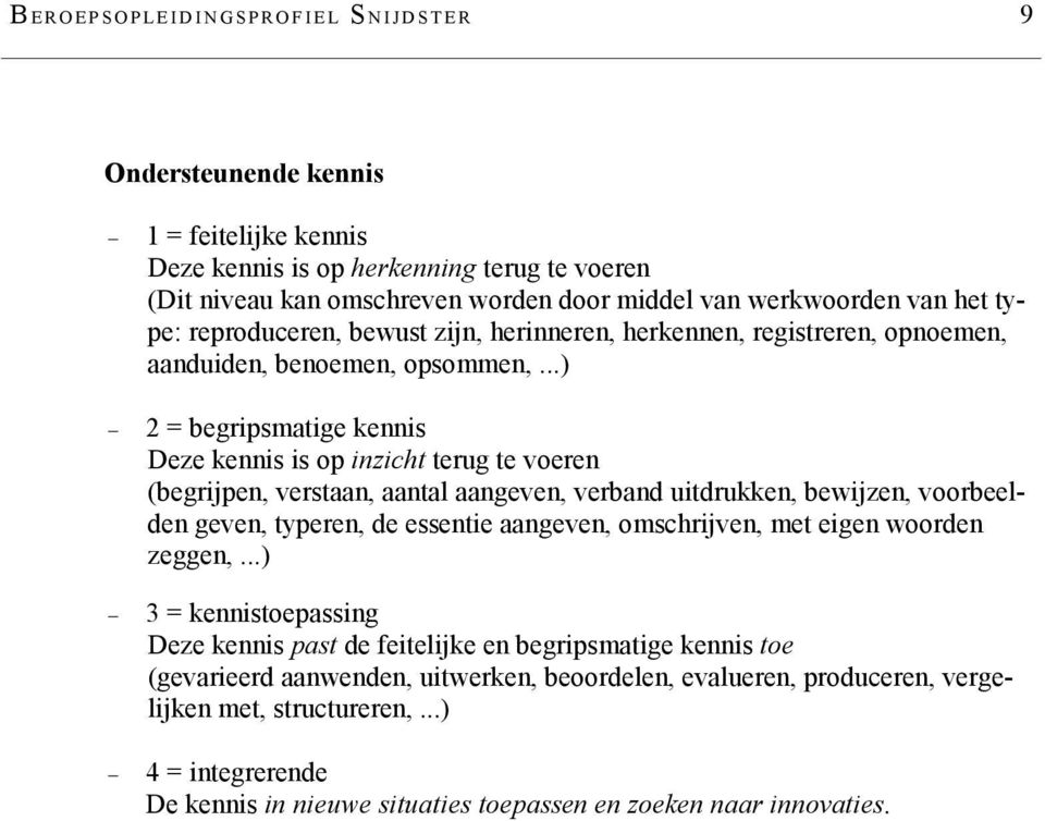 ..) 2 = begripsmatige kennis Deze kennis is op inzicht terug te voeren (begrijpen, verstaan, aantal aangeven, verband uitdrukken, bewijzen, voorbeelden geven, typeren, de essentie aangeven,