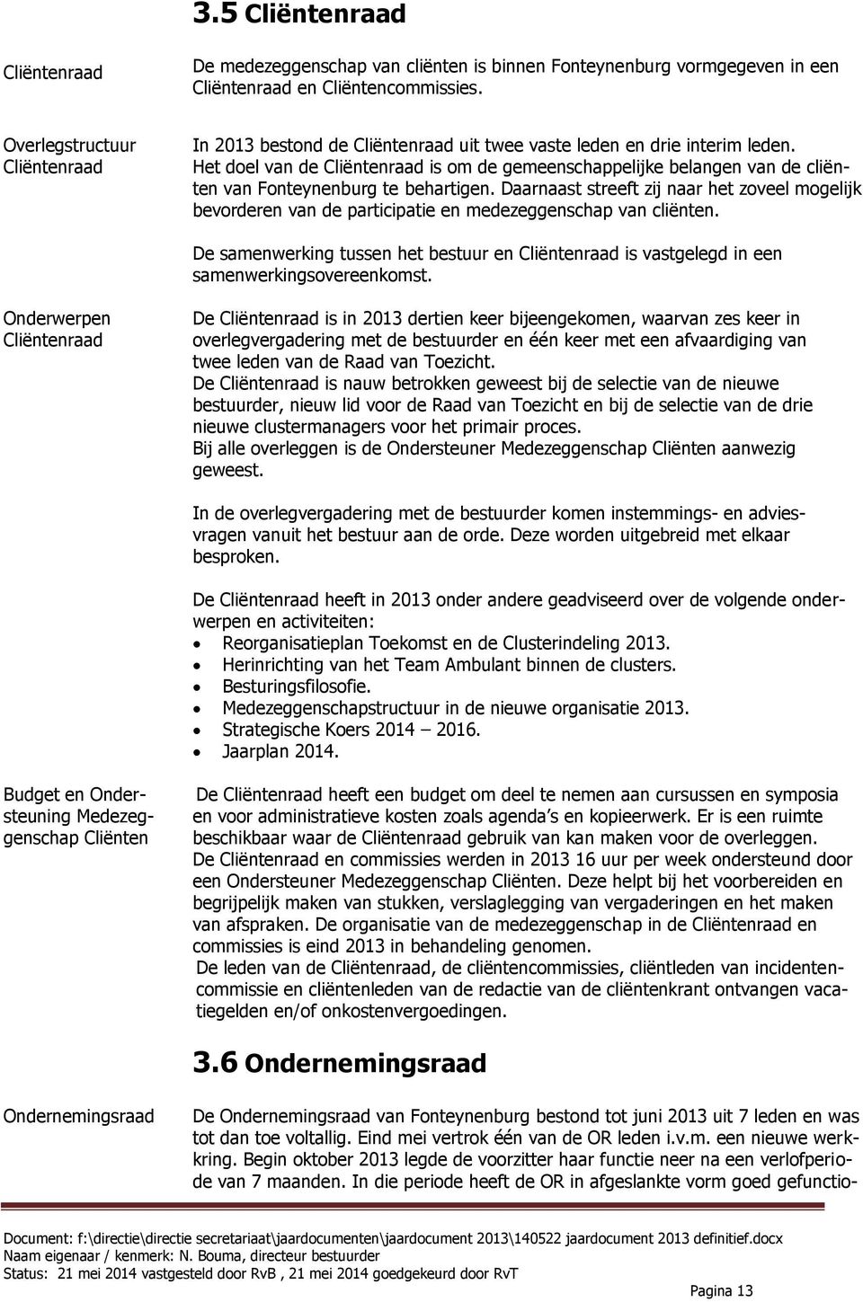 Het doel van de Cliëntenraad is om de gemeenschappelijke belangen van de cliënten van Fonteynenburg te behartigen.