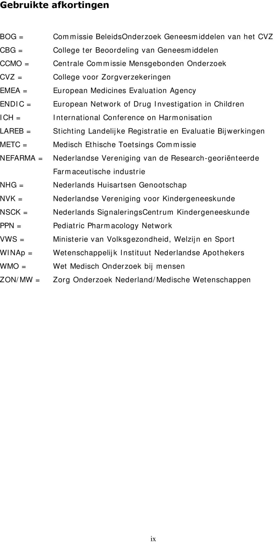 Children International Conference on Harmonisation Stichting Landelijke Registratie en Evaluatie Bijwerkingen Medisch Ethische Toetsings Commissie Nederlandse Vereniging van de Research-georiënteerde