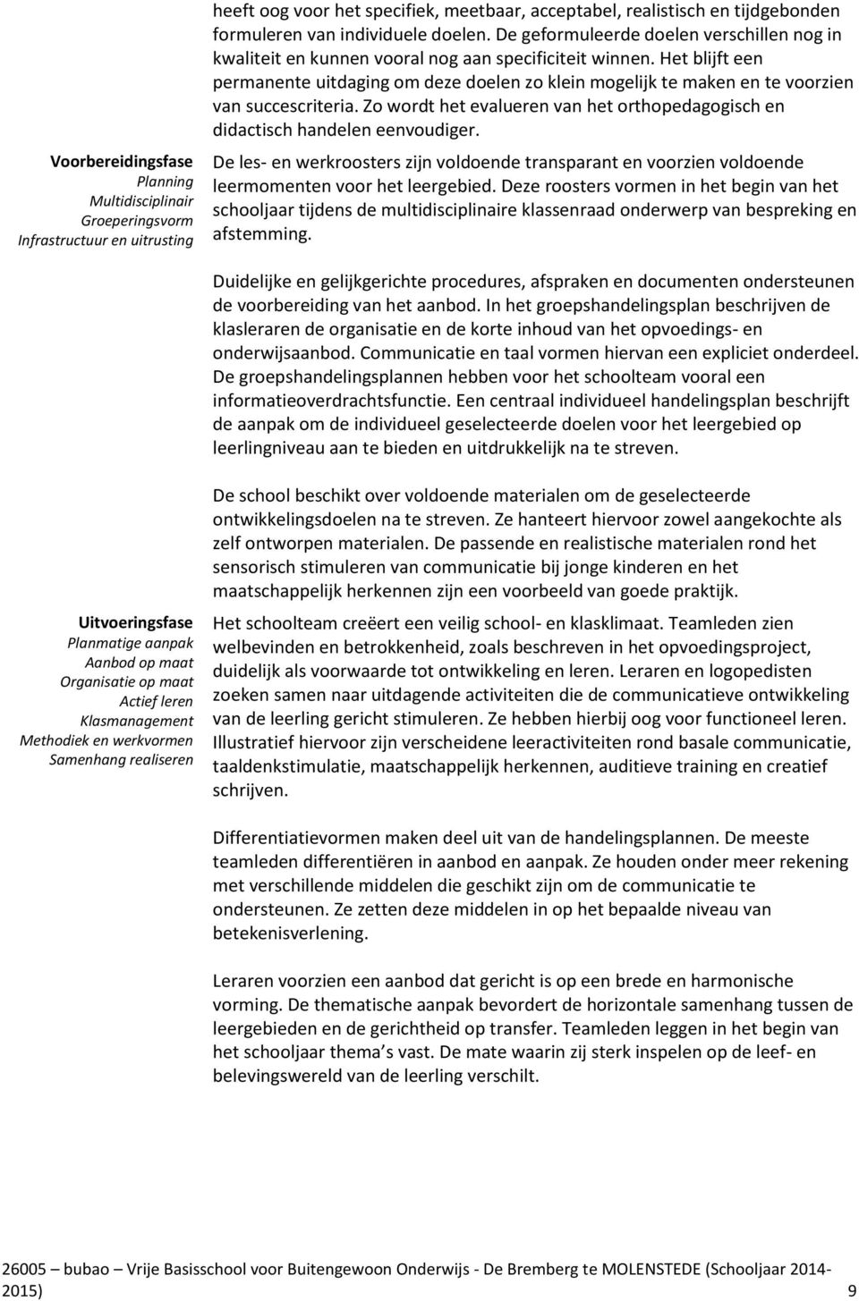 Het blijft een permanente uitdaging om deze doelen zo klein mogelijk te maken en te voorzien van succescriteria. Zo wordt het evalueren van het orthopedagogisch en didactisch handelen eenvoudiger.