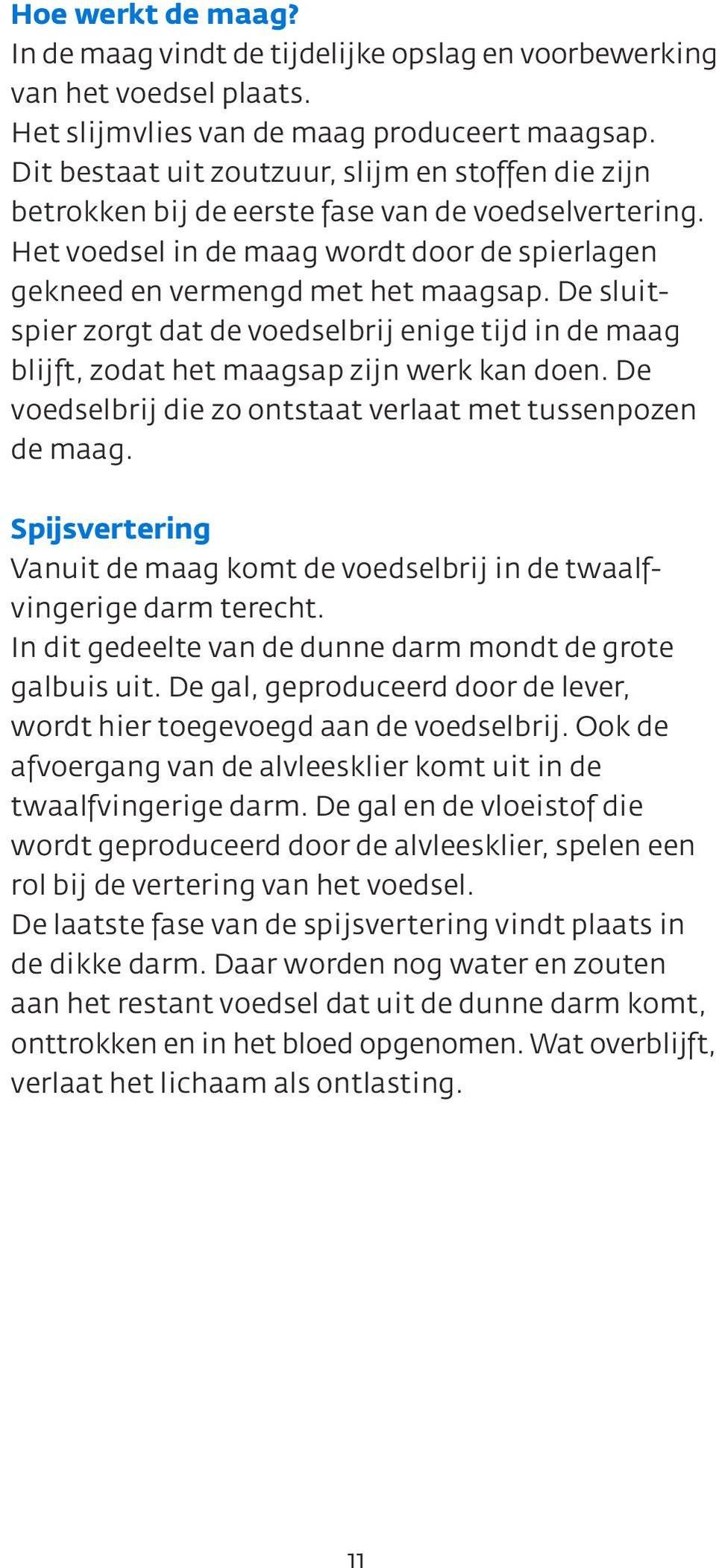 De sluitspier zorgt dat de voedselbrij enige tijd in de maag blijft, zodat het maagsap zijn werk kan doen. De voedselbrij die zo ontstaat verlaat met tussenpozen de maag.