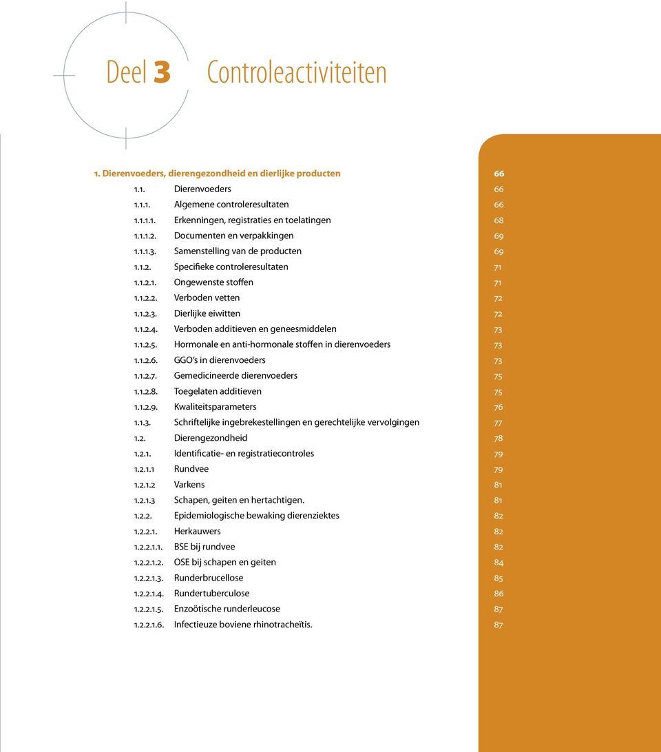 1.2.4. Verboden additieven en geneesmiddelen 73 1.1.2.5. Hormonale en anti-hormonale stoffen in dierenvoeders 73 1.1.2.6. GGO s in dierenvoeders 73 1.1.2.7. Gemedicineerde dierenvoeders 75 1.1.2.8.