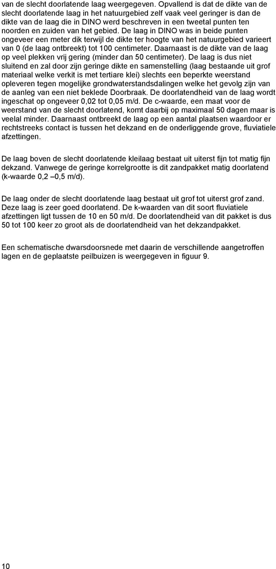 zuiden van het gebied. De laag in DINO was in beide punten ongeveer een meter dik terwijl de dikte ter hoogte van het natuurgebied varieert van 0 (de laag ontbreekt) tot 100 centimeter.